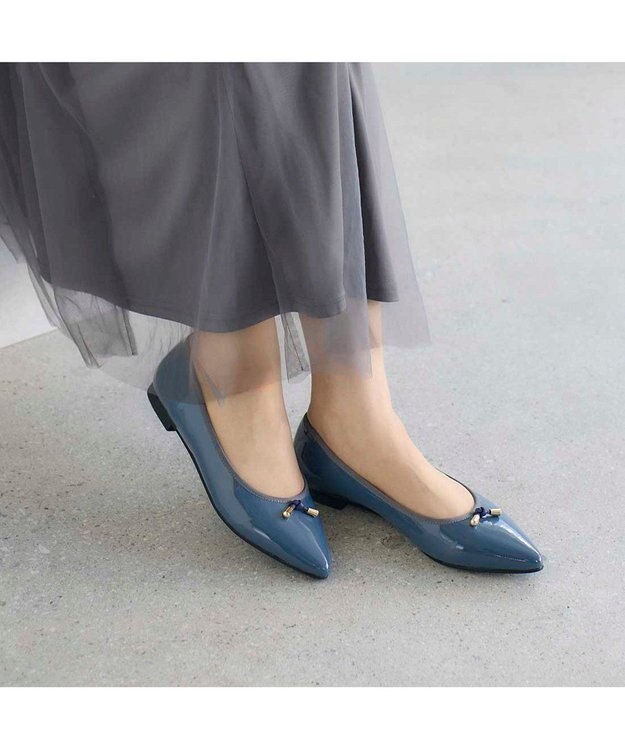 MODE ET JACOMO <carino>【レイン対応】中敷きデザインバレエシューズ ブルーエナメル
