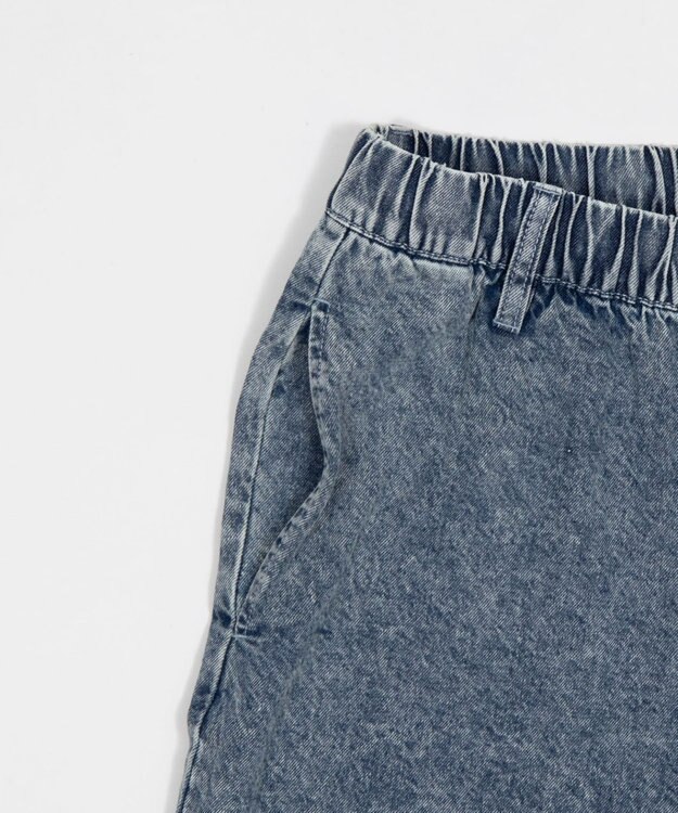 WEGO 【ウエストゴム/SMLサイズ展開】イージーコットンハーフパンツ デニム淡加工色