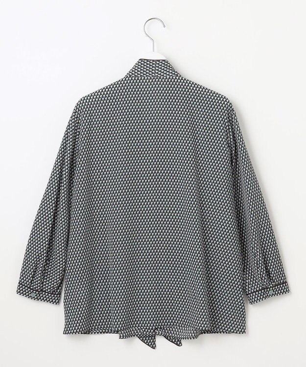 自由区 【洗える】ジオメトリックハートプリント ブラウス アクア系