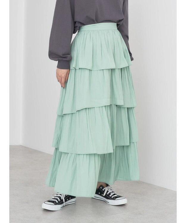 earth music&ecology フリルティアードスカート Mint Green