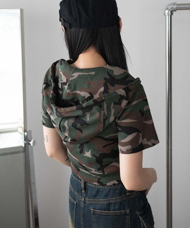 WEGO リブハンソデジップパーカー 柄1