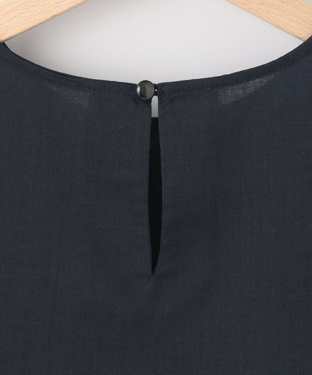 SHARE PARK LADIES 【洗える】ウォッシャブルリネン　ノースリブラウス ネイビー