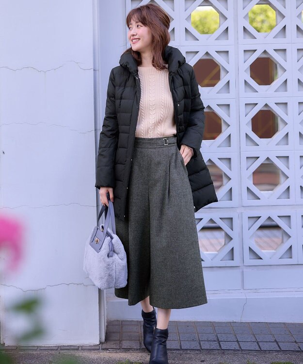 ANY SIS ホームスパンワイドクロップド パンツ チャコールグレー