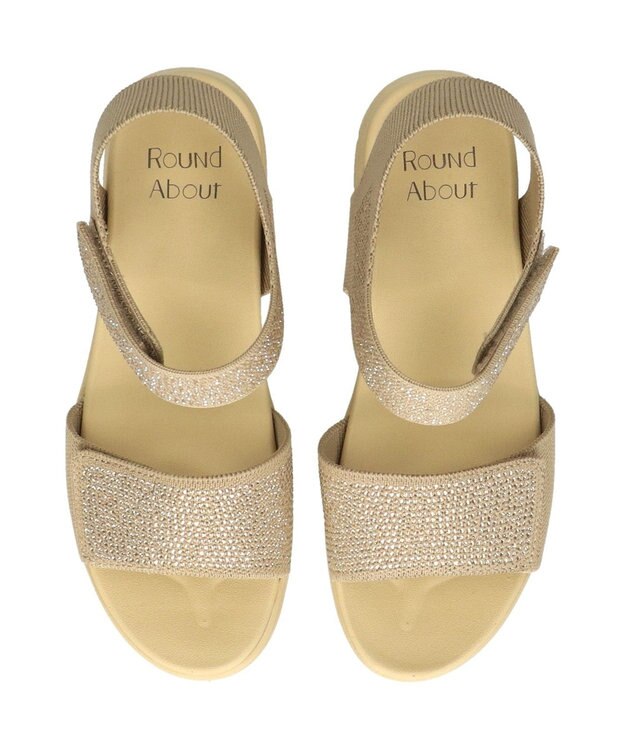Bridget Birkin 【Round About】ラインストーンアンクルストラップサンダル ベージュ雑材