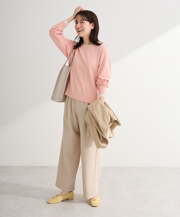 Green Parks アンチピリングレイヤード風ニットプルオーバー Pink