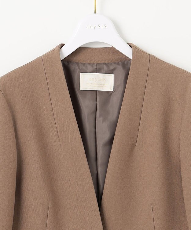 ANY SIS 【保温効果/ストレッチ】シリーズ累計13万枚突破！ビューティサーモ ノーカラージャケット キャメル