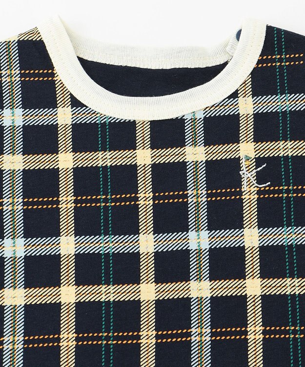 組曲 KIDS 【80-90cm】Check 半袖オーバーオール ネイビー系5