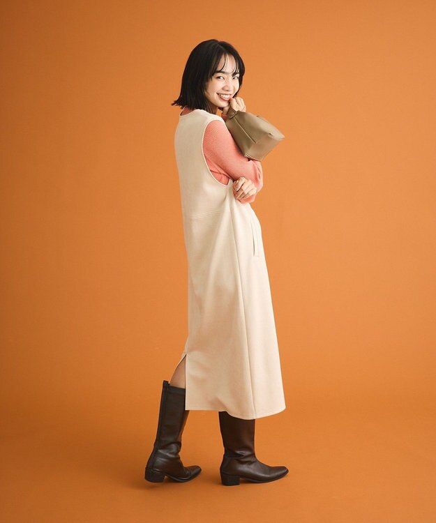 Green Parks なめらかタッチスウェード調ジャンパースカート Ivory