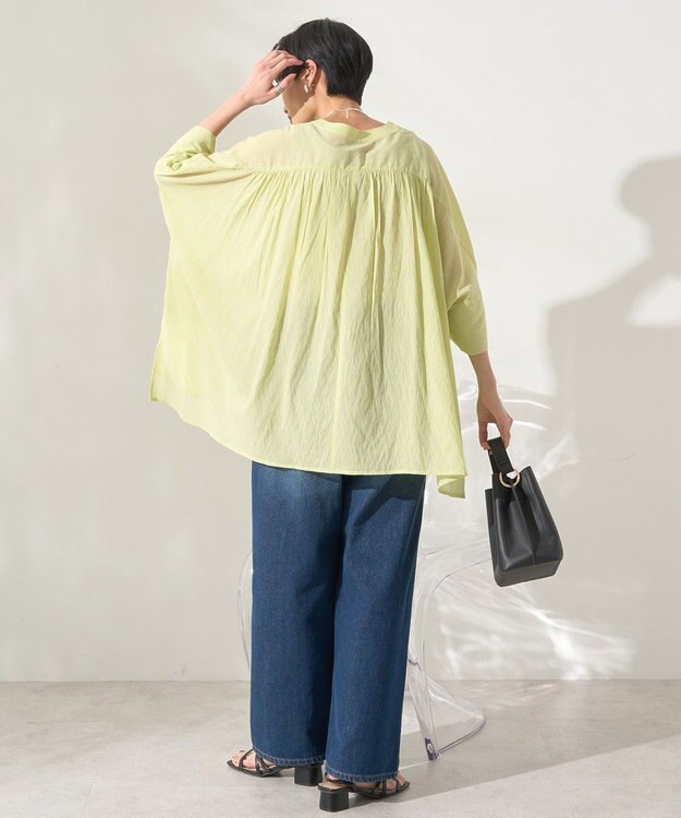 AMERICAN HOLIC 【接触冷感】Ｖネックシアー半袖ＢＩＧシャツ Pistachio