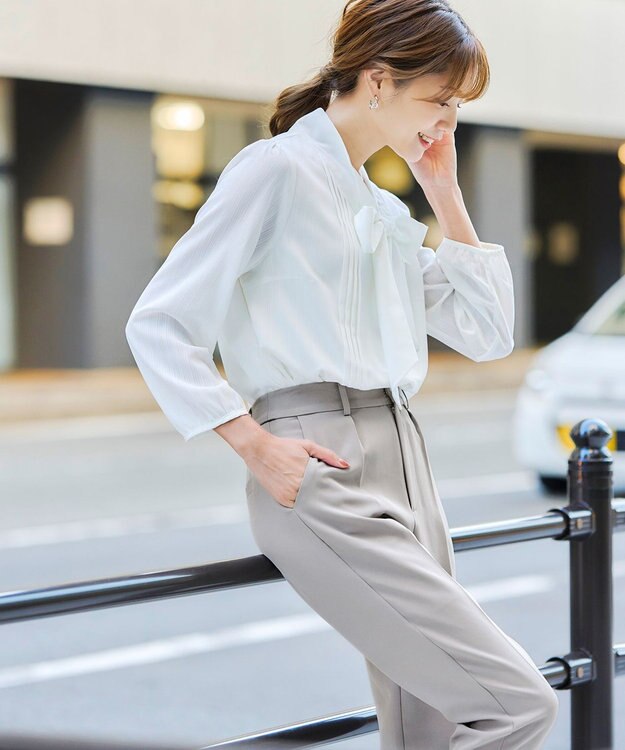 Tiaclasse L 【ダブルストレッチ・洗える】テーパードパンツ グレー