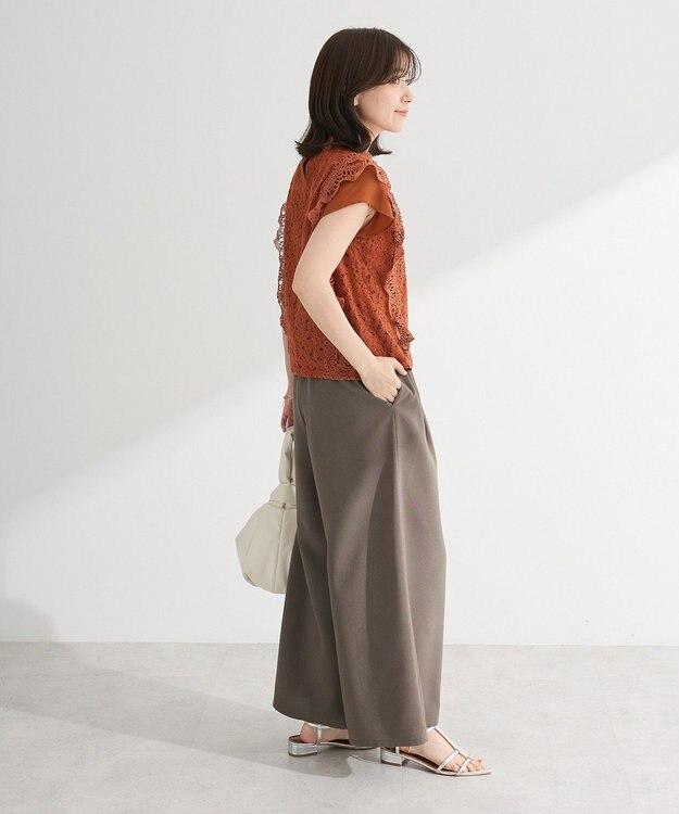 Green Parks ・Ｐｅｔｉｔ　Ｆｌｅｕｒ　フレンチレーシーブラウス Brown