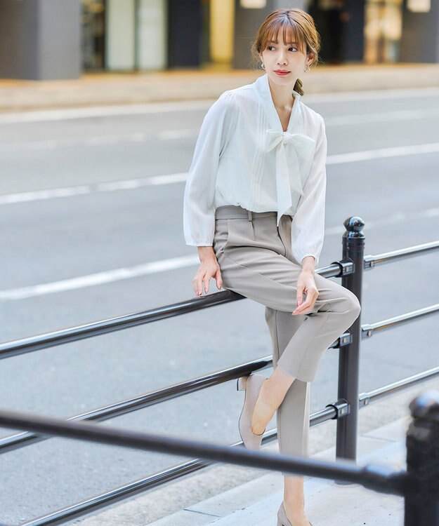 Tiaclasse L 【ダブルストレッチ・洗える】テーパードパンツ グレー