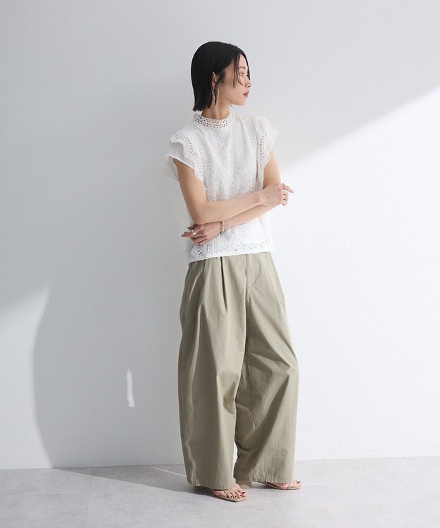 Green Parks ・Ｐｅｔｉｔ　Ｆｌｅｕｒ　フレンチレーシーブラウス Brown