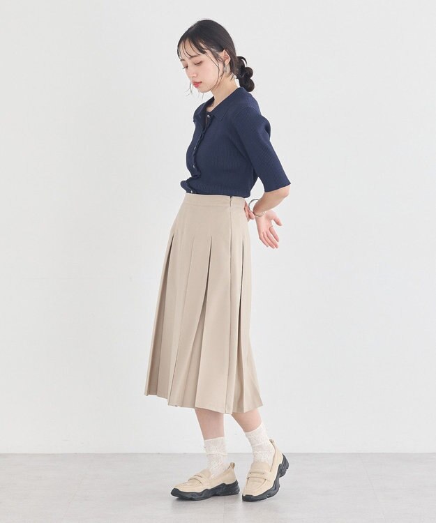 earth music&ecology ミニフリルポロカーディガン Navy