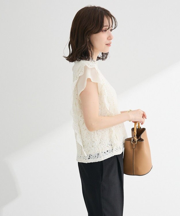Green Parks ・Ｐｅｔｉｔ　Ｆｌｅｕｒ　フレンチレーシーブラウス Brown