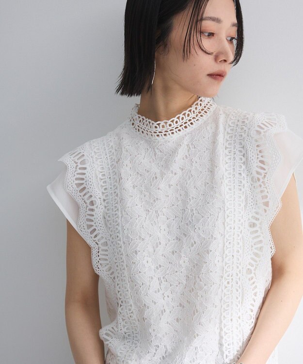 Green Parks ・Ｐｅｔｉｔ　Ｆｌｅｕｒ　フレンチレーシーブラウス Brown