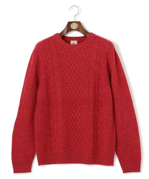 J.PRESS MEN 【KING SIZE】【Cash Lamb’s wool】ケーブルニット / クルー レッド系