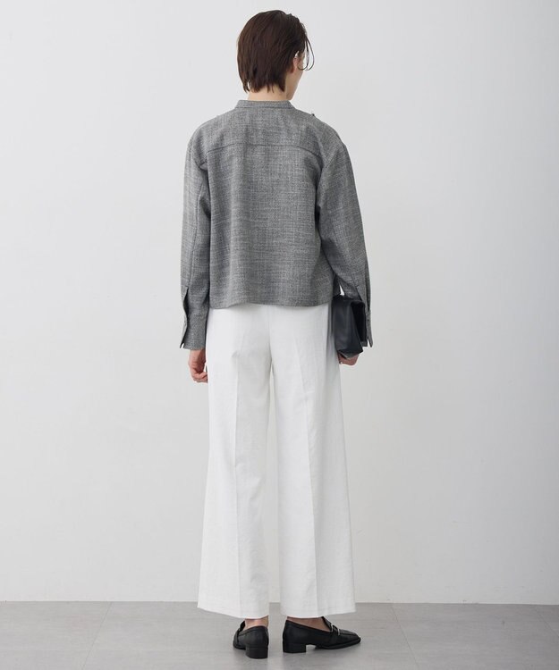 ICB L ライトスラブツイード シャツジャケット ブラック×オフホワイトミックス