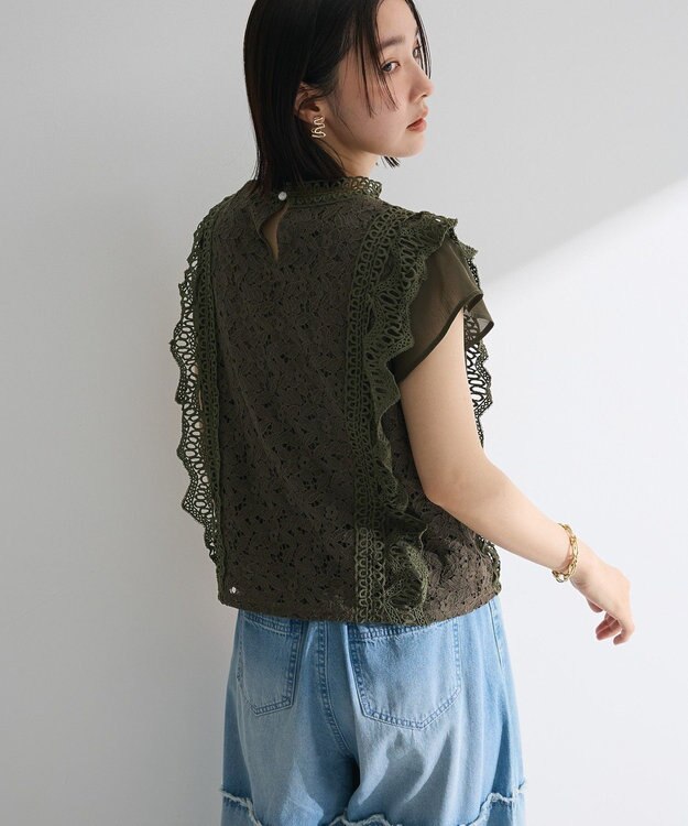 Green Parks ・Ｐｅｔｉｔ　Ｆｌｅｕｒ　フレンチレーシーブラウス Brown