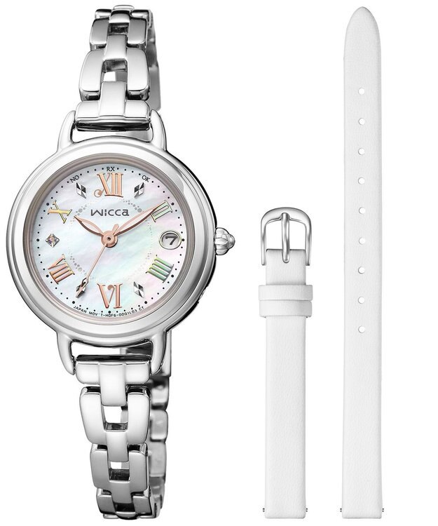 CITIZEN 【替えバンド付き2way 限定モデル】「カフェタイム」をテーマにしたソーラーテック電波時計 シルバー