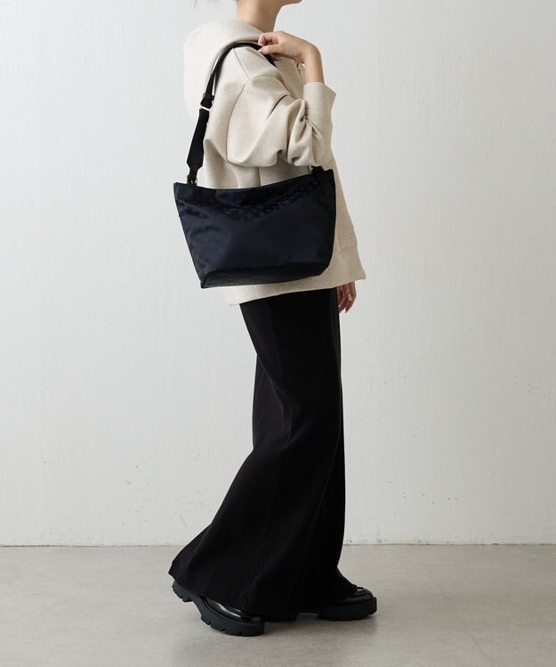 russet ナイロンジャガード2WAYワンハンドルトートバッグ(SF-268) Black/Navy