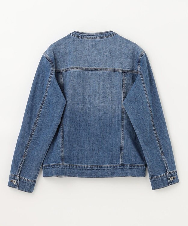 ANY 【洗濯機可能・ストレッチ】ノーカラー デニムジャケット フェードインディゴ