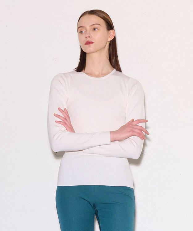 JOSEPH 【洗える】ストレッチシルクニット　ラウンドネック Ivory