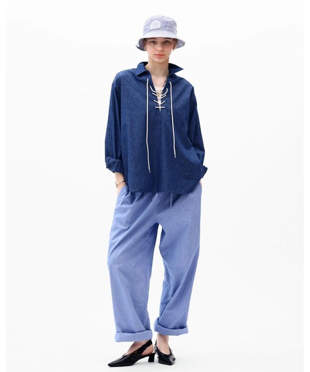 LENO CHAMBRAY PULLOVER / シャンブレーブラウス FADE INDIGO