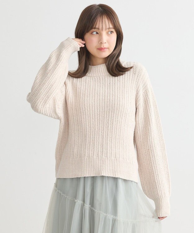 earth music&ecology 透かしベロアモールプルオーバー Ecru
