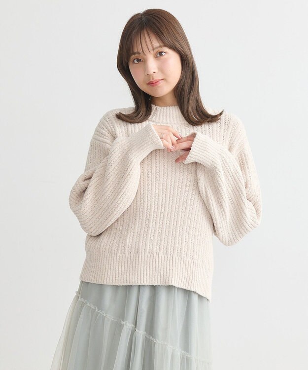 earth music&ecology 透かしベロアモールプルオーバー Ecru
