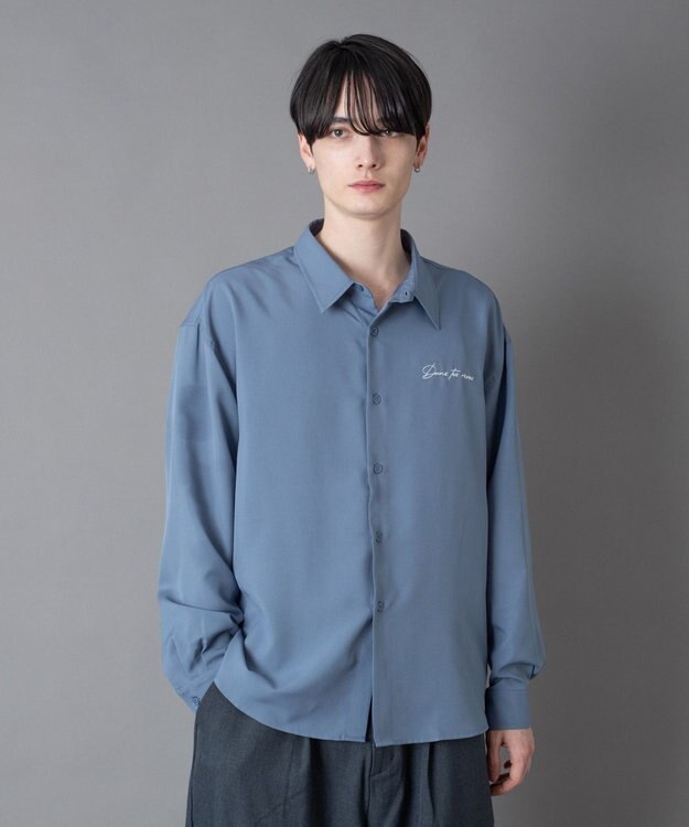 WEGO ワンポイントルーズシャツ（LS） ブルーその他