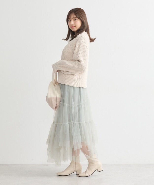 earth music&ecology 透かしベロアモールプルオーバー Ecru