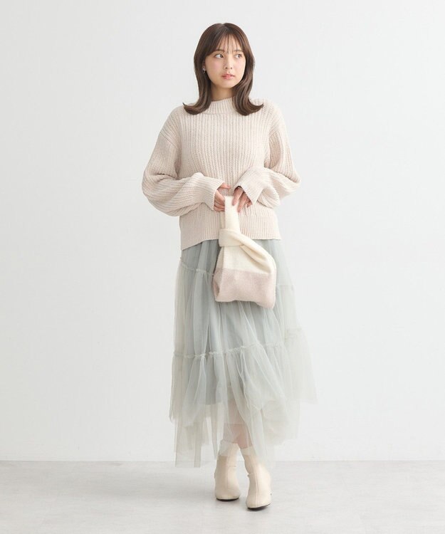 earth music&ecology 透かしベロアモールプルオーバー Ecru