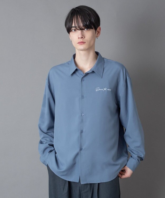 WEGO ワンポイントルーズシャツ（LS） ブルーその他