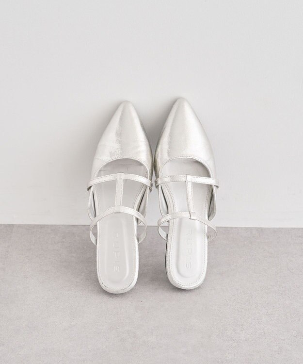 Green Parks ＲＵＰＩＳ．ポインテッドＴストラップミュール Silver