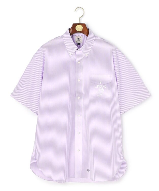 J.PRESS MEN 【AaronChang】【UNISEX】コットンタイプライター ストライプ シャツ / B.D. / Baggy-Fit パープル系1