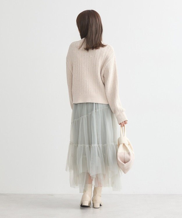 earth music&ecology 透かしベロアモールプルオーバー Ecru