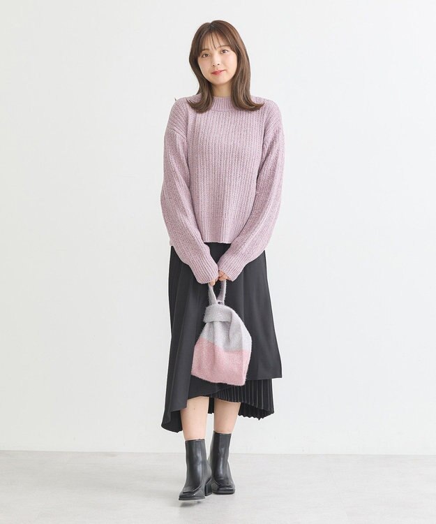 earth music&ecology 透かしベロアモールプルオーバー Pink