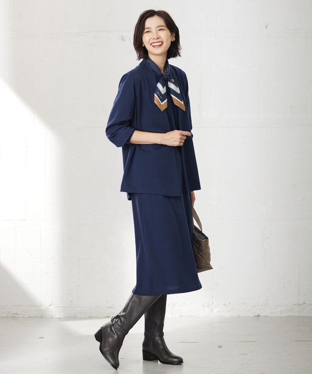 J.PRESS LADIES L セルロースリバー カーディガン ダルブルー系