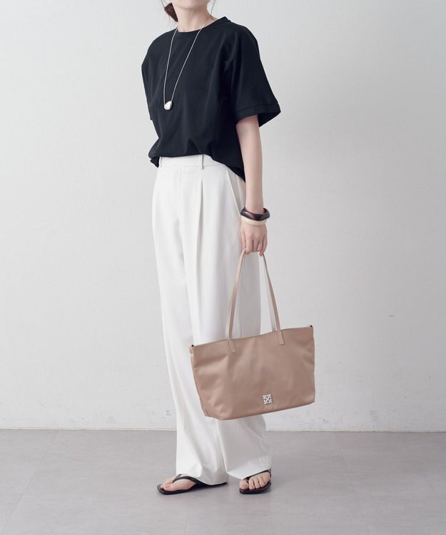 russet バイカラーレザーハンドルトートバッグ(SF-279) PinkBeige