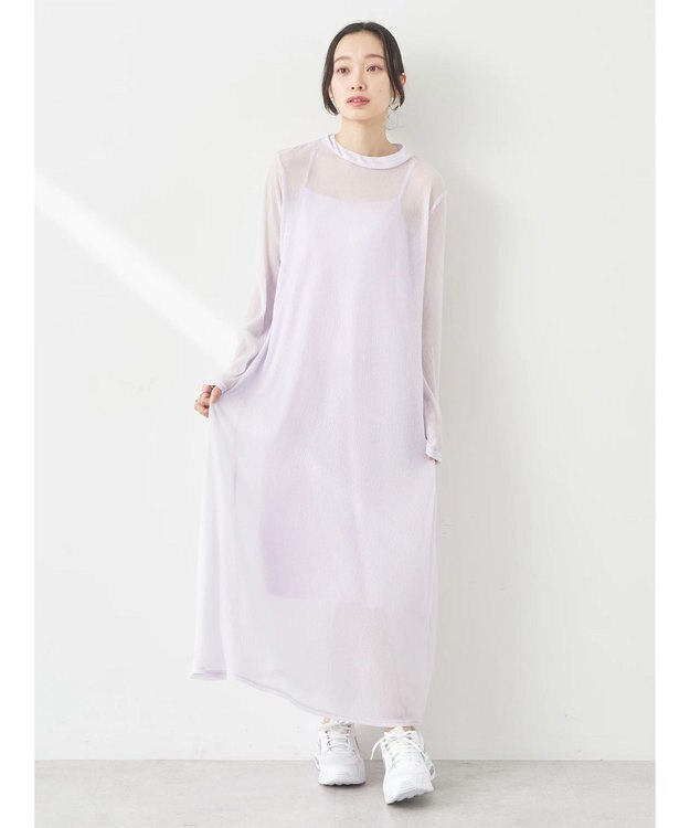 earth music&ecology ＳＥＴ２点シアーワンピース＋ペチワンピース Purple