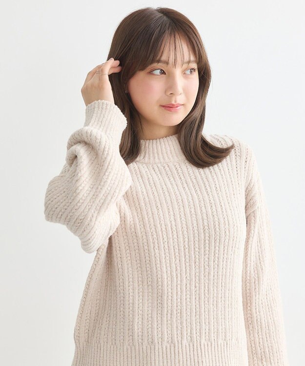 earth music&ecology 透かしベロアモールプルオーバー Ecru