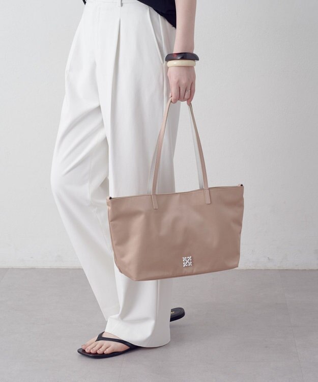 russet バイカラーレザーハンドルトートバッグ(SF-279) PinkBeige