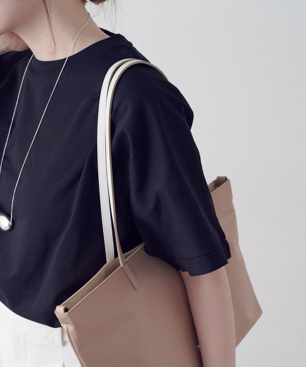 russet バイカラーレザーハンドルトートバッグ(SF-279) PinkBeige