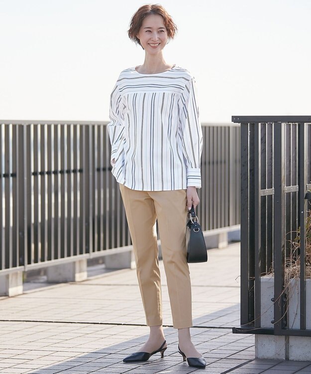 自由区 【XSサイズ～/洗える】SOMELOSシャーティング プルオーバーブラウス スカイブルー系1