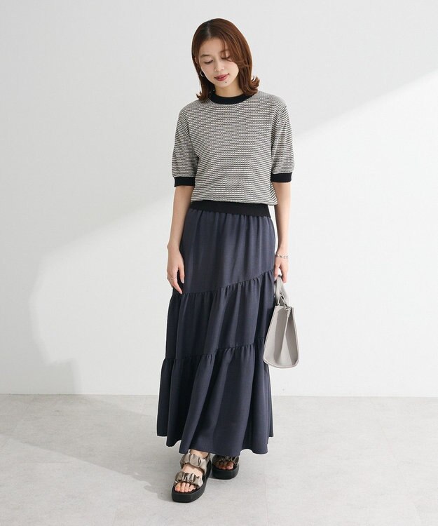 Green Parks ・ｓｗｉｎｇ　ｂｙ　マルチカラージャカードニット Gray