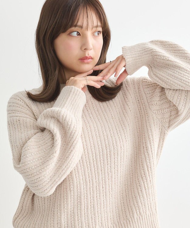 earth music&ecology 透かしベロアモールプルオーバー Ecru