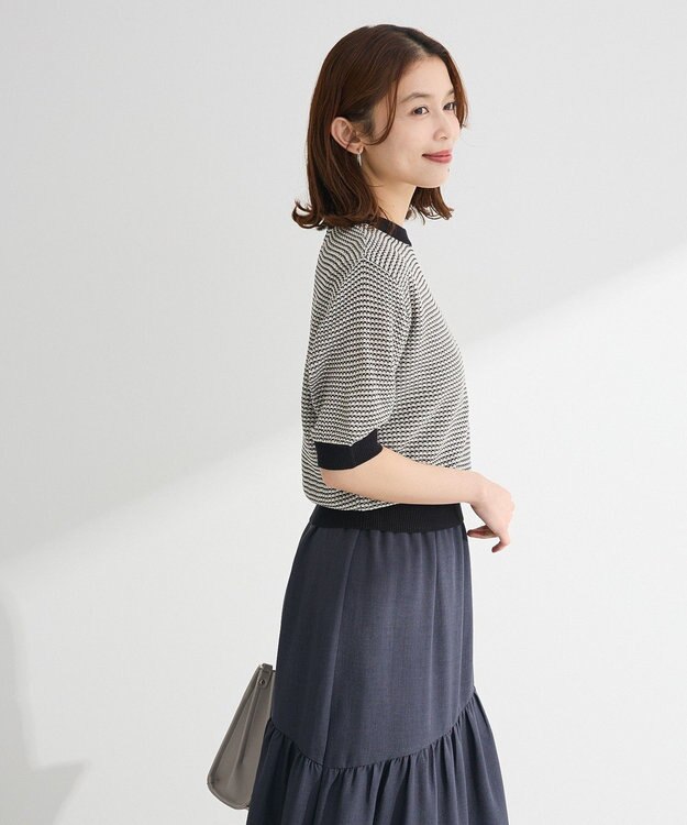 Green Parks ・ｓｗｉｎｇ　ｂｙ　マルチカラージャカードニット Gray