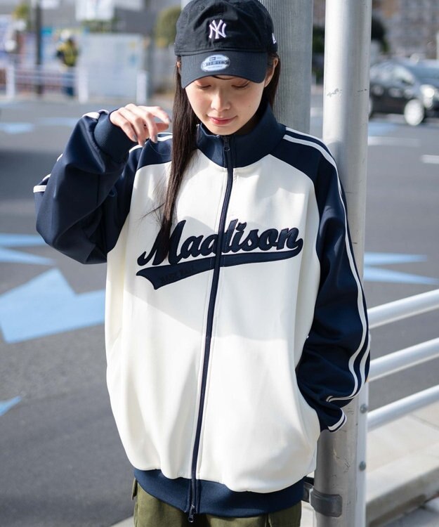 WEGO 【ユニセックス着用ITEM】ラグランライントラックジャケット ネイビー