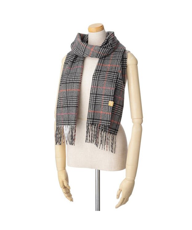 MOONBAT WEB限定【洗える】ミエル (miel) カシミヤ100％ チェックマフラー ブラック